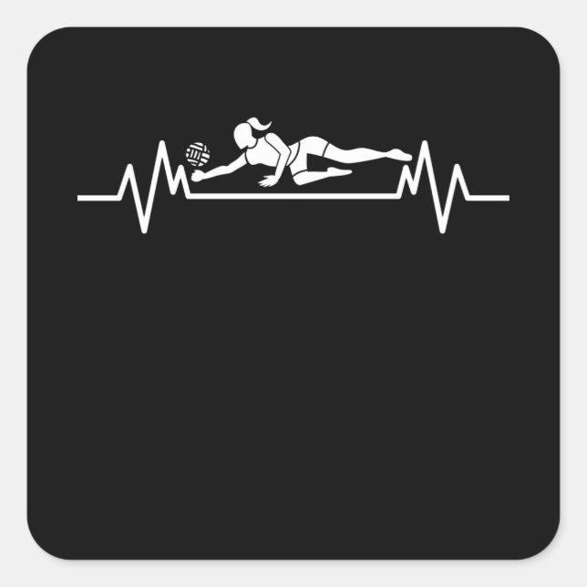 Volleyball Heartbeat Funny Volleyball Sportgeschen Quadratischer Aufkleber (Vorderseite)