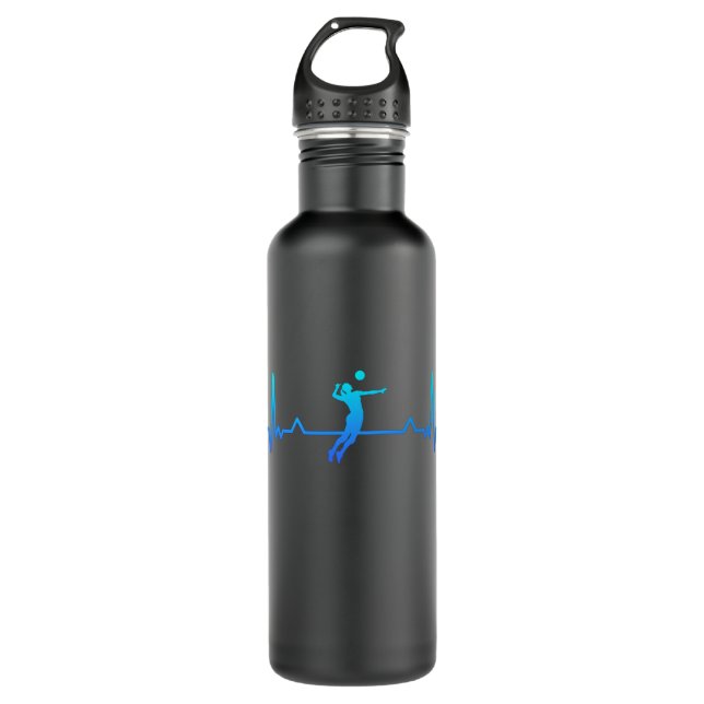 Volleyball Heartbeat Line Frauen Geschenk Edelstahlflasche (Vorderseite)
