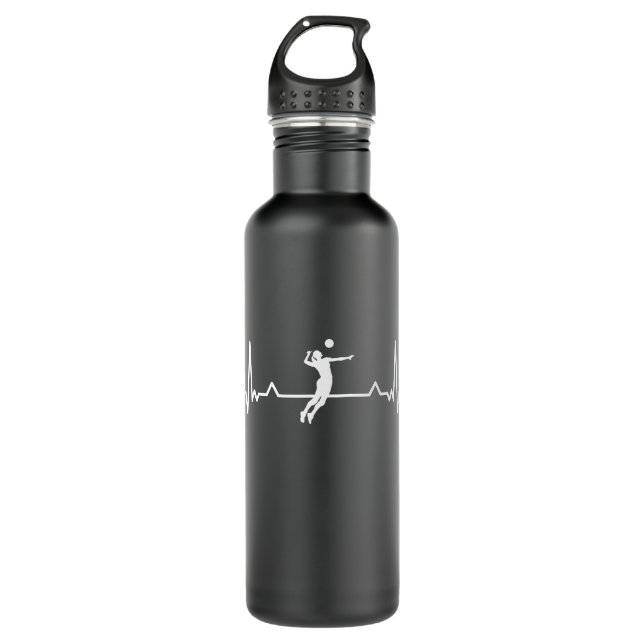 Volleyball Heartbeat Line Funny Gift Edelstahlflasche (Vorderseite)