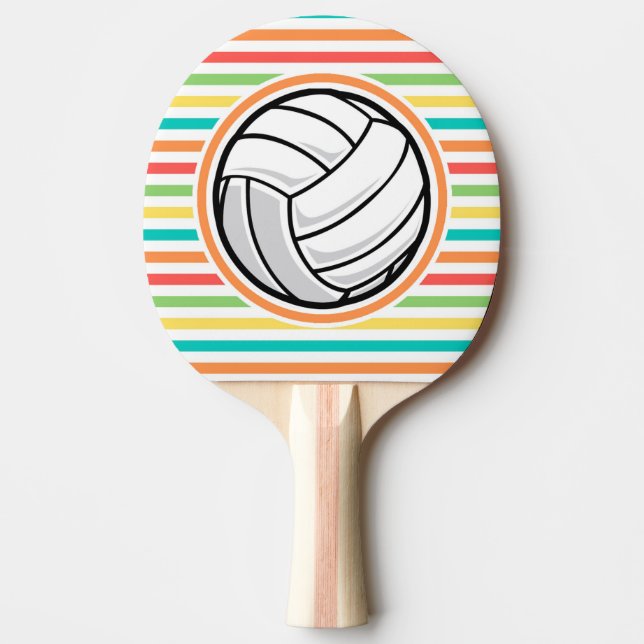 Volleyball; Helle Regenbogenstreifen Tischtennis Schläger (Vorderseite)