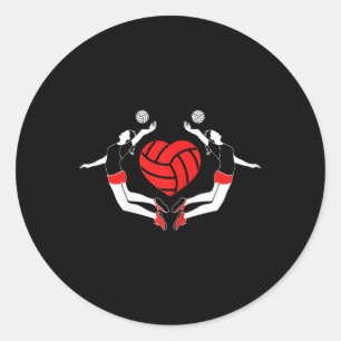 Volleyball-Herz von Spielern Runder Aufkleber