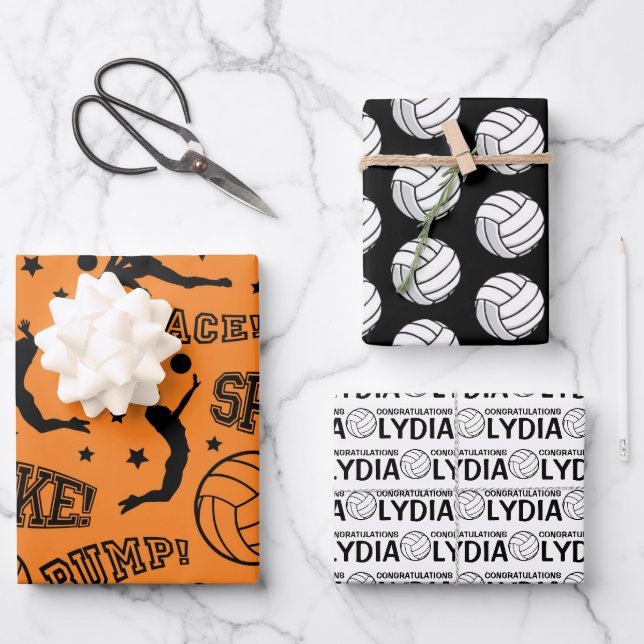 Volleyball Herzlichen Glückwunsch Packpapier Blätt Geschenkpapier Set (Vorderseite)