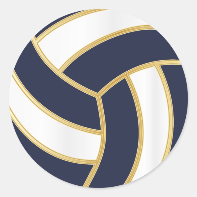 Volleyball | Hintergrundfarbe Gold, Weiß und DIY Runder Aufkleber (Vorderseite)