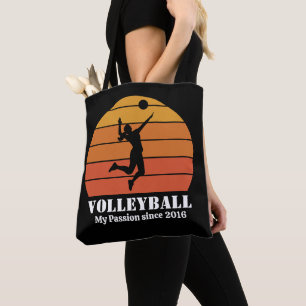 Volleyball Hobby Retro Sonnenuntergang Personalisi Tasche
