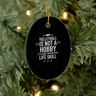 Volleyball hobby white keramik ornament