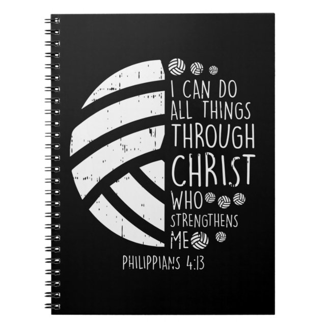 Volleyball I kann Dinge tun Bibel Verse Gott Jesus Notizblock (Vorderseite)