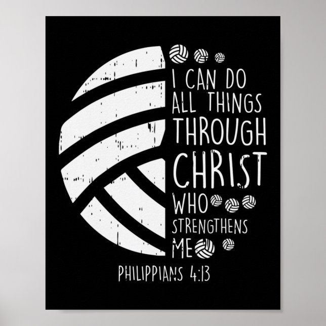 Volleyball I kann Dinge tun Bibel Verse Gott Jesus Poster (Vorne)