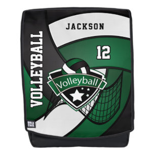 Volleyball in dunkelgrünem, Schwarzweiss Rucksack