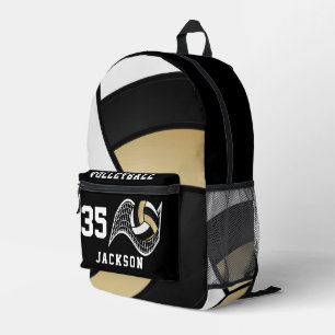 Volleyball in Gold, Weiß und Schwarz Bedruckter Rucksack