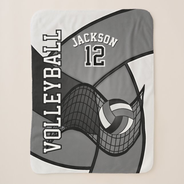 Volleyball 🏐 in Grau, Schwarz und Weiß Sherpadecke (Vorderseite)