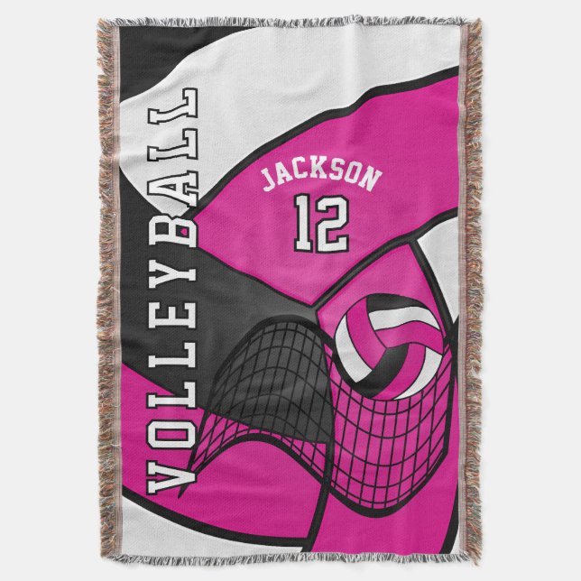 Volleyball 🏐 in heißen rosa, weiß und schwarz decke (Vorderseite Vertikal)