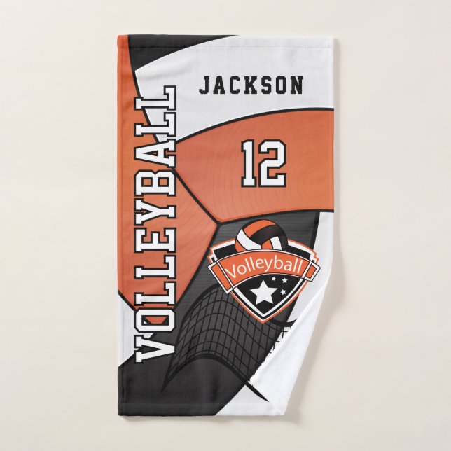 Volleyball in Orange, Schwarz und Weiß Handtuch (Handtuch)