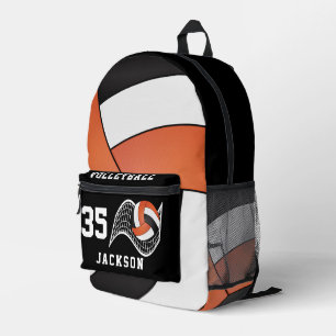 Volleyball in Orange, Weiß und Schwarz Bedruckter Rucksack