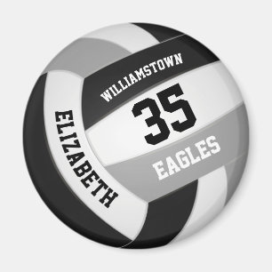 Volleyball in schwarz-grauem Schulfarben Magnet