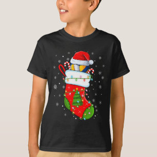 Volleyball in Weihnachtssocken Funny Santa Volleyb T-Shirt