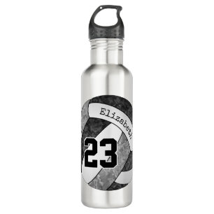 Volleyball-individuelle Name-Nummer von Schwarz-We Edelstahlflasche