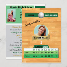 Volleyball-Karte W/ Stats Grad Einladungen - grün