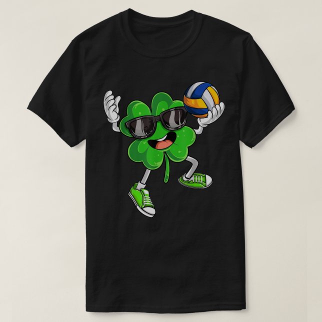 Volleyball Kleeblatt Lucky Clover Irish St Patrick T-Shirt (Design vorne)