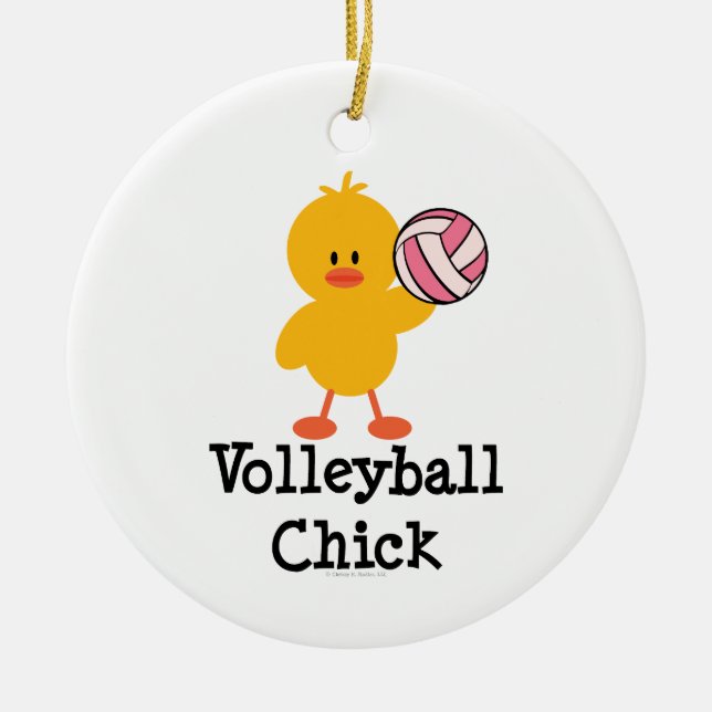 Volleyball-Küken-Verzierung Keramikornament (Vorne)