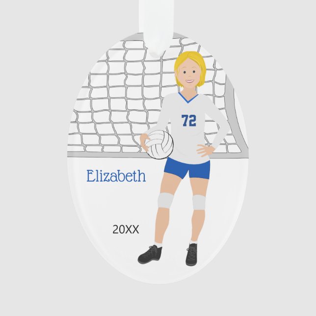Volleyball Kurz Blonde Hair Ornament (Vorderseite)