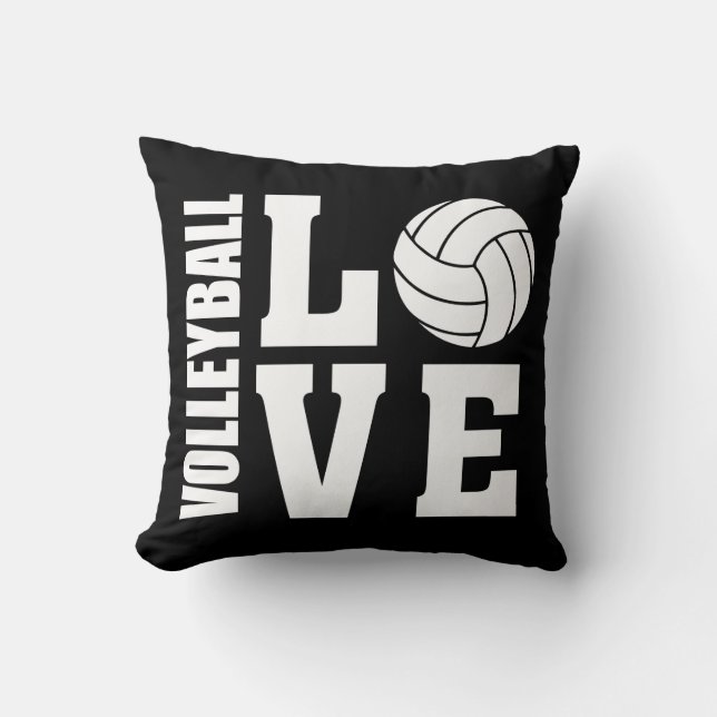 Volleyball Liebe Black Kissen (Vorderseite)