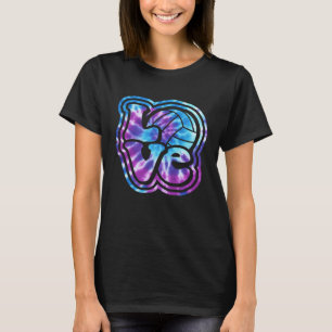 Volleyball LIEBE Blau Lila Gefärbte Krawatte Lette T-Shirt