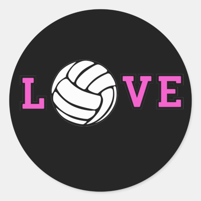 Volleyball-Liebe Runder Aufkleber (Vorderseite)