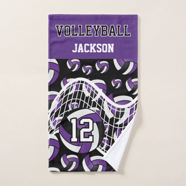 Volleyball - Lila, schwarz und weiß Handtuch (Handtuch)