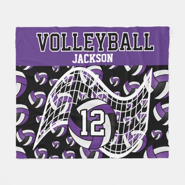 Volleyball - Lila, schwarze und weiße Fleece (Vorderseite (Horizontal))