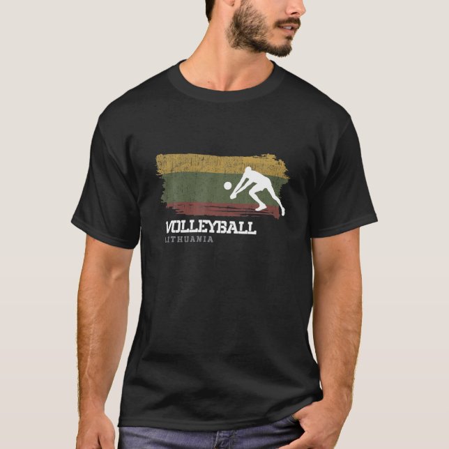 Volleyball Litauen Flag Team Indoor Beach Player T-Shirt (Vorderseite)