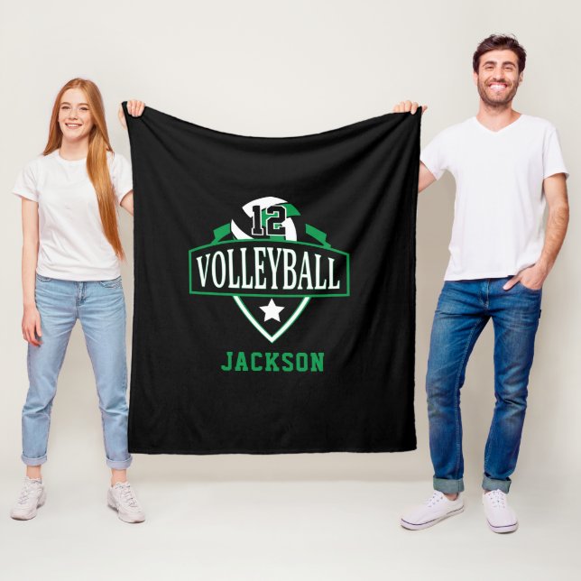 Volleyball-Logo mit DIY-Nummer - Grün Fleecedecke (Beispiel)