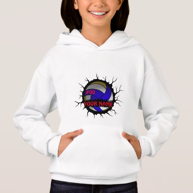 Volleyball-Logo, Volleyball-Individuelle Name Hoodie (Vorderseite)