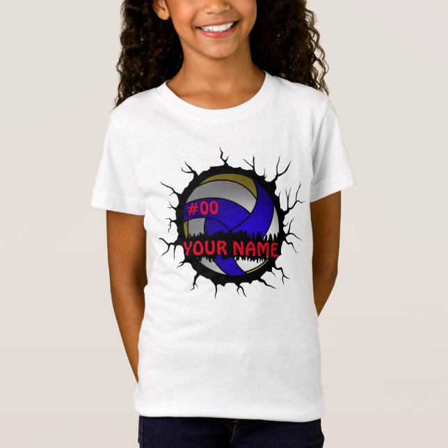 Volleyball-Logo, Volleyball-Individuelle Name T-Shirt (Vorderseite)