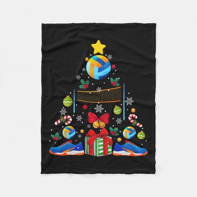 Volleyball Lover Weihnachtsbaum Funny Sports Playe Fleecedecke (Vorderseite)