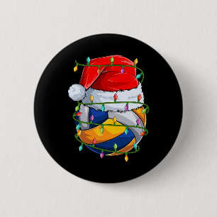 Volleyball Lover Xmas Lights Santa Volleyball Chri Button