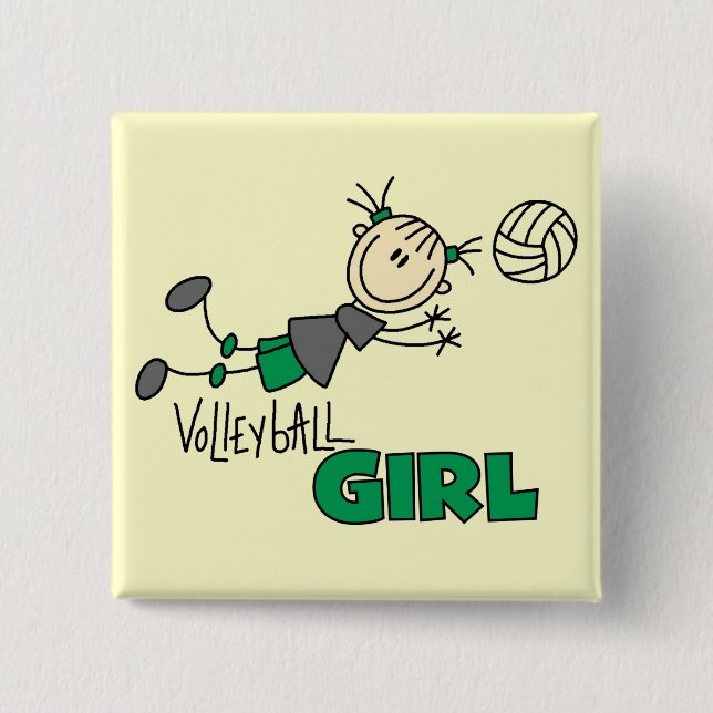 Volleyball-Mädchen-T-Shirts und Geschenke Button (Vorderseite)