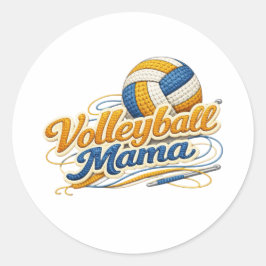Volleyball-Mama-Aufkleber (Retro-Schrift) Runder Aufkleber