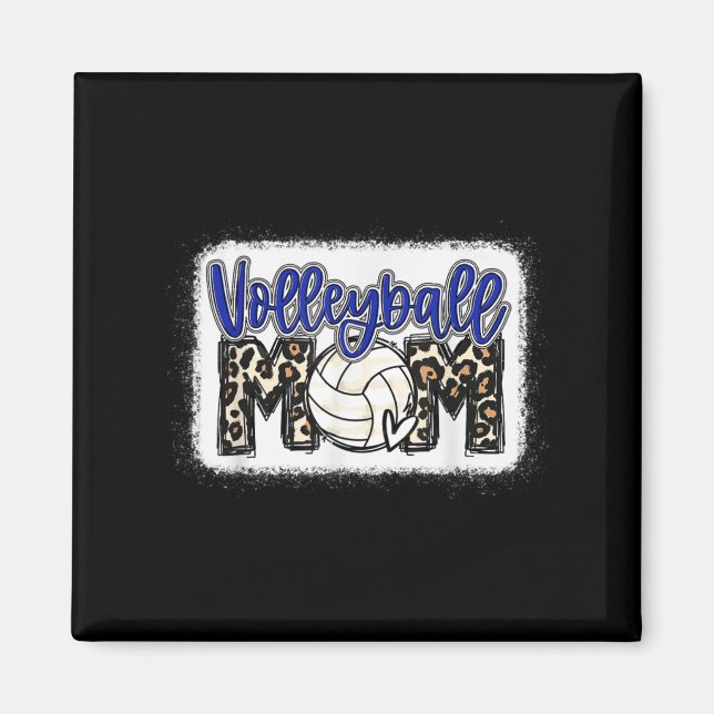 Volleyball Mama Blue Leopard 8 Magnet (Vorne)