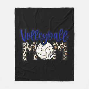 Volleyball Mama Blue Leopard Fleecedecke