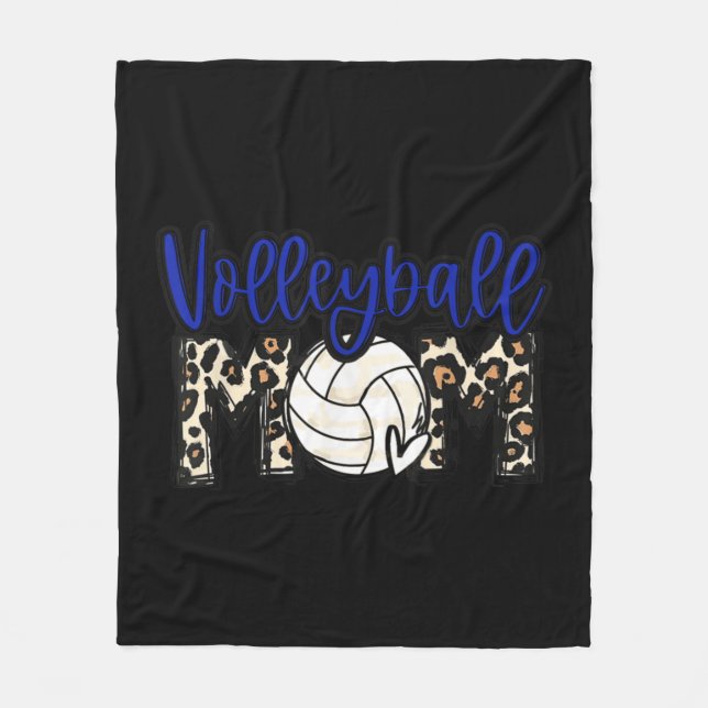 Volleyball Mama Blue Leopard Fleecedecke (Vorderseite)