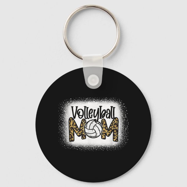 Volleyball Mama Frauen Leopard Niedlich geblasen S Schlüsselanhänger (Vorderseite)