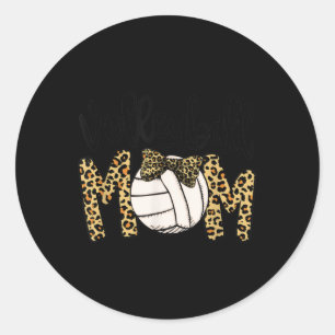 Volleyball Mama Leopard Fun Ball Mama Muttertag G Runder Aufkleber
