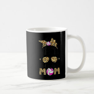 Volleyball Mama Leopard Messy Bun Ball Mama Mutter Kaffeetasse