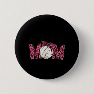 Volleyball Mama Leopard Mother S Day Gift Button