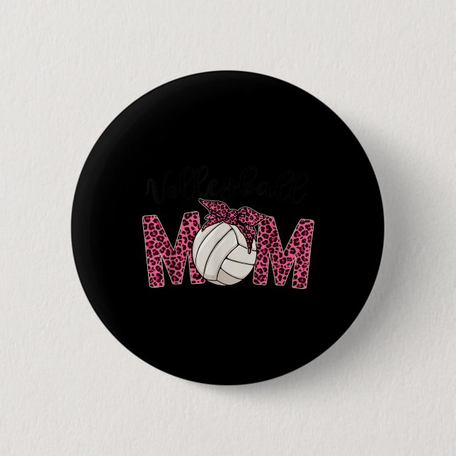 Volleyball Mama Leopard Mother S Day Gift Button (Vorderseite)