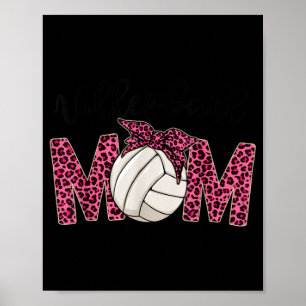 Volleyball Mama Leopard Mother S Day Gift Poster