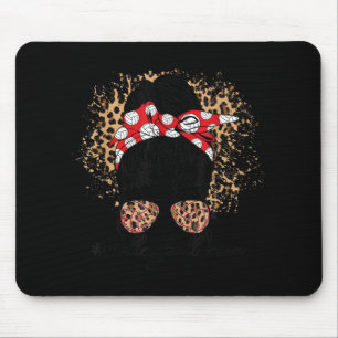 Volleyball Mama Messy Bun Leopard Mutter Day Moth Mousepad
