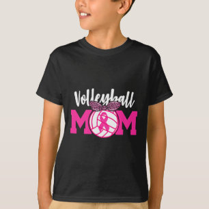 Volleyball Mama Rosa Ribbon Brustkrebs Bewusstsein T-Shirt