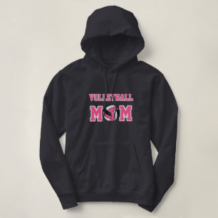 Volleyball-Mama - rosa, Weiß und Schwarzes Hoodie
