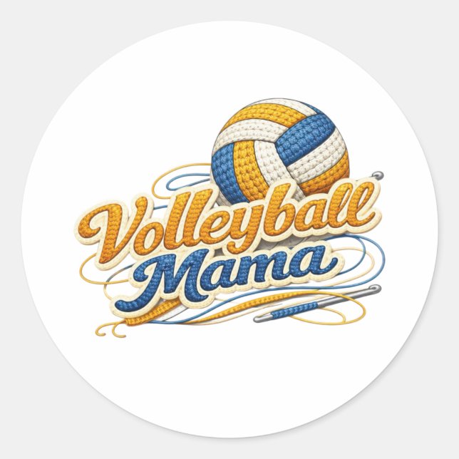 Volleyball Mama Sticker (Retro Script) (Vorderseite)